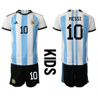 Dres Argentína Lionel Messi #10 Domáci pre deti MS 2022 Krátky Rukáv (+ trenírky)